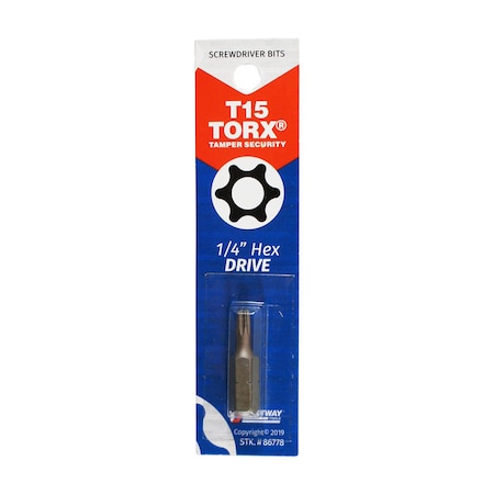 Best Way Tools Best Way Tools Torx T15 X 1 in. L Screwdriver Bit Carbon Steel 1 pc 86778